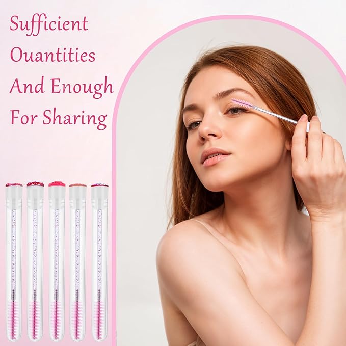 200 Pieces Mascara Wand Tube Set 100 Pcs Lash Spoolies for Eyelash Extensions 100 Pcs Diamond Empty Mascara Brush Disposable Colorful Eyebrow Applicator Makeup Tool