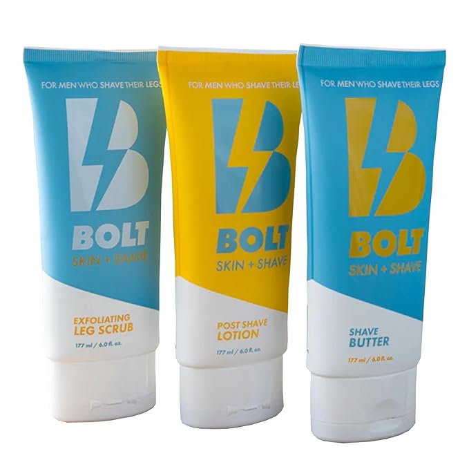 Stay Smooth Bundle for Men - Shaving Care Kit with Exfoliating Leg Scrub Shave Butter and Post-Shave Lotion - 6 Fl Oz Each