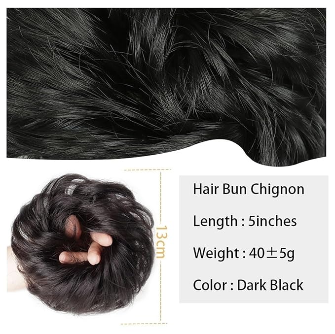 Hair Accessories 1 Pack Messy Bun Hair Pieces Wavy Curly Hair Ties Rubber Band Synthetic Bun Ponytail Braid Extensions Women Bun Wigs Hair Pieces For Women(2-33)