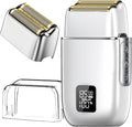 Electric Foil Shavers for Men 3 Speed Electric Razor for Men High Speed Dual Floating Blades IPX7 Waterproof Wet &amp Dry LED Display USB Type C Charging Foil Razor for Face/Beard/Head (Silver)