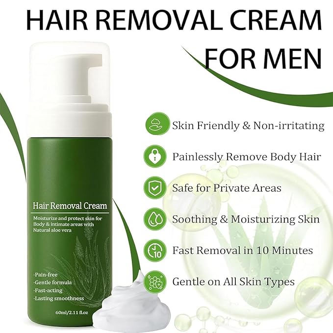 Man Hair Removal Cream Man Hair Removal Cream with Natural Aloe Vera ? Quick &amp Gentle for Face Moisturizing &amp Non-sticky Formula (2PCS Aloe Vera)