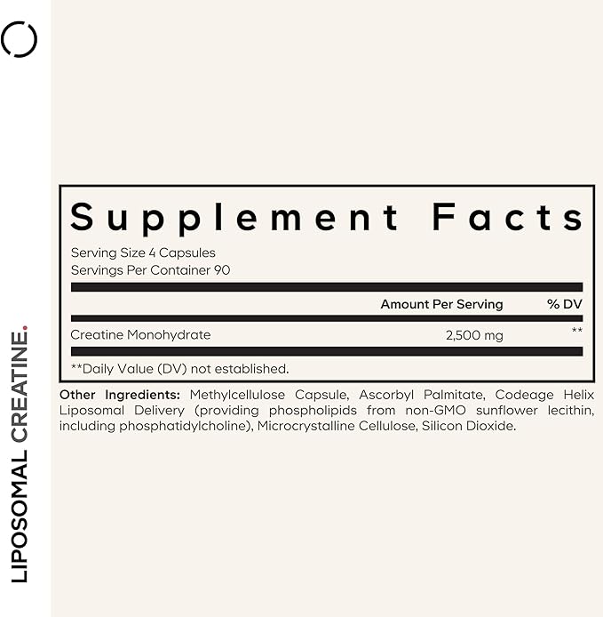 Codeage Liposomal Creatine Monohydrate Supplement Pure Creatine 2500mg - 3 Months Supply Micronized Creatinine Muscles Sports Nutrition and Athletes Non-GMO - 360 Capsules