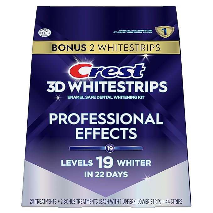 Crest 3D Whitestrips Professional Effects ? Teeth Whitening Kit 22 Treatments (20 + 2 Bonus) Each with 1 Upper/1Lower 44 Strips ? Crest 3DWhite Teeth Whitening Strips