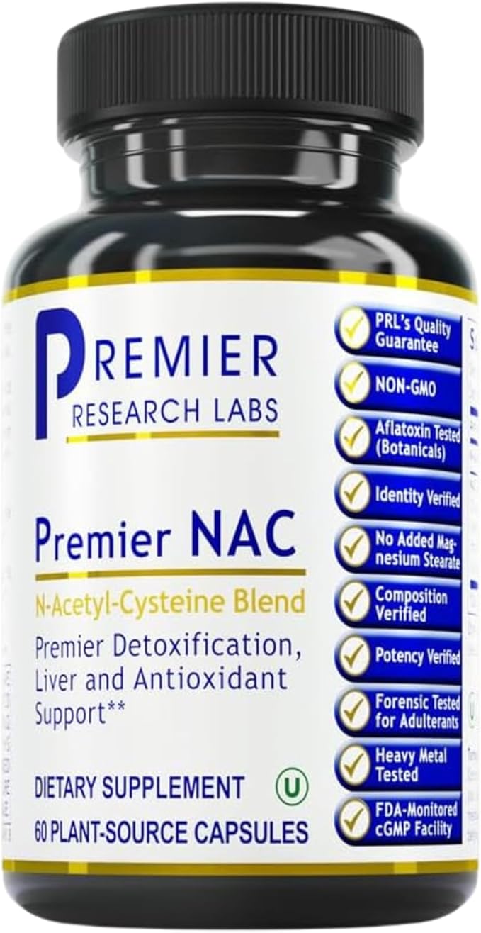 Premier Research Labs Premier NAC - NAC Supplement N-Acetyl Cysteine N-Acetyl-L-Cysteine Liver &amp Immune Support 300mg NAC Per Capsule - 60 Vegetarian Capsules