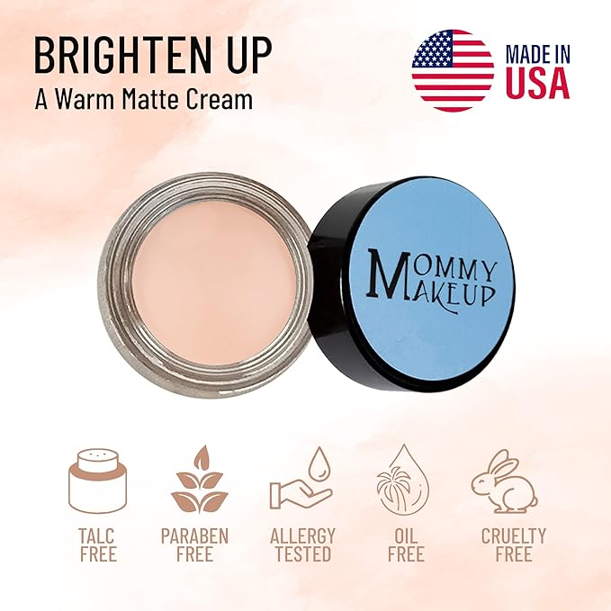 Mommy Makeup Any Wear Creme Eyeshadow - Waterproof Crease-Proof Long Lasting High Pigment Oil-free - Cream to Powder for Eyes Cheeks &amp Lips (Brighten Up)