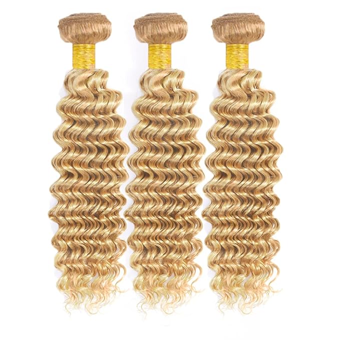 26 26 26 inch Honey Blonde Bundles 613 Deep Wave Bundles Human Hair Blonde Bundle Two Tone 613 and 27 Bundle 300g