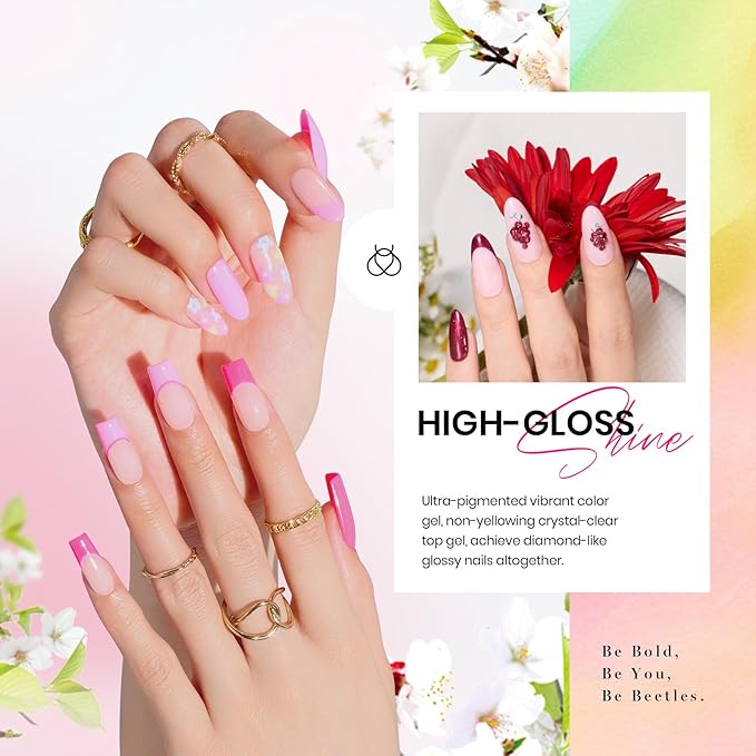 Beetles Winter Gel Nail Polish 36 Colors Palette Green Brown Pink Yellow Blue Nude Glitter Color Gel Polish with Base Top Coat Soak Off UV LED All Seasons Gift for Women Girls