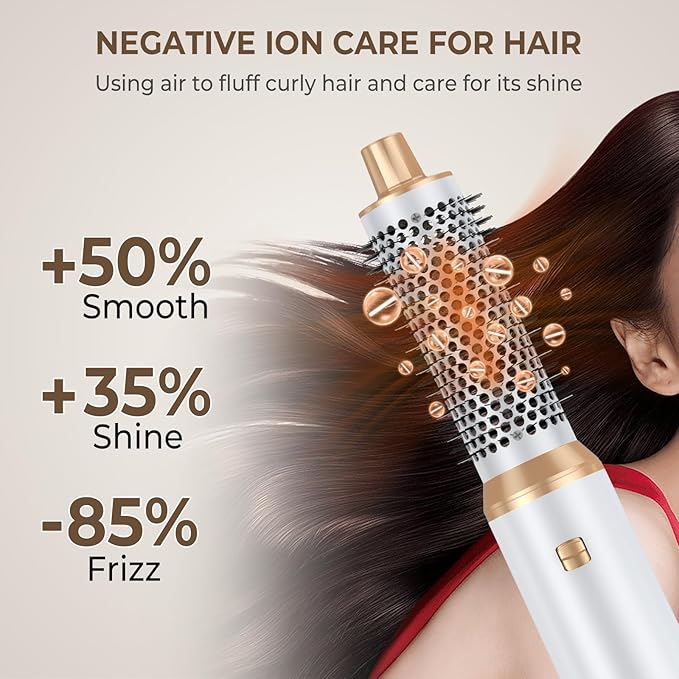 5 in 1 Blow Dryer Brush Upgrade Hair Dryer Brush Air Curler Air Curling Wrap Styler Detachable Hot Air Brush Negative Ion Curling Brush Iron Hair Styling Tools for Drying Curling Straightening