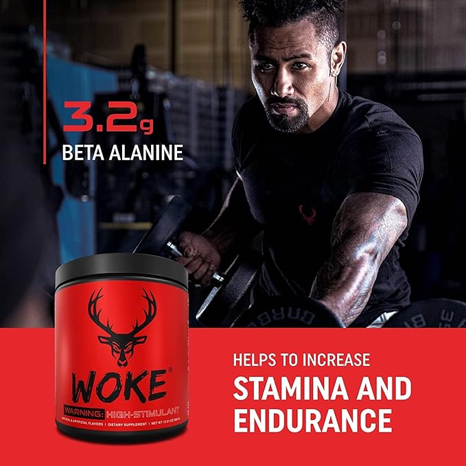 Bucked Up - Woke - HIGH STIM Pre Workout - Best Tasting - Focus Nootropic Pump Strength and Growth 30 Servings (Blood Raz)