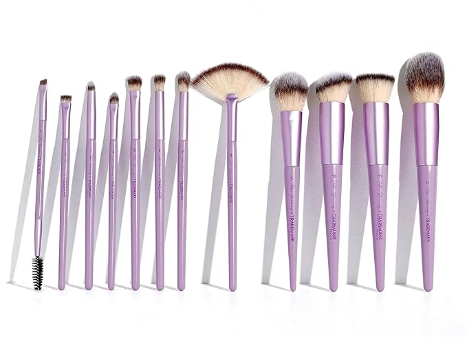 Trademark Beauty The Essentials Makeup Brush Collection - Makeup Brushes Synthetic Bristles Blending Shading Contour - Lavender 12-Piece Set