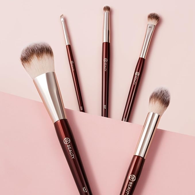 BK BEAUTY - PRECISION BRUSH COLLECTION (5PC) - Professional Makeup Brush Set for Bronzer Blush Contour Powder &amp Eye Makeup | Premium Face Brushes for Flawless Application