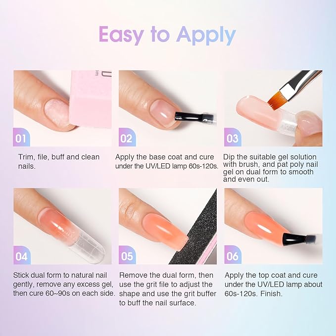 ROSALIND Poly Nail Gel Kit -38 Classic Colors +72 Nail Art Accessories kit Clear Nude Poly Nails Gel Kit Starter Kit with Mini UV Lamp Slip Solution Basic Tools for Beginners with Everything