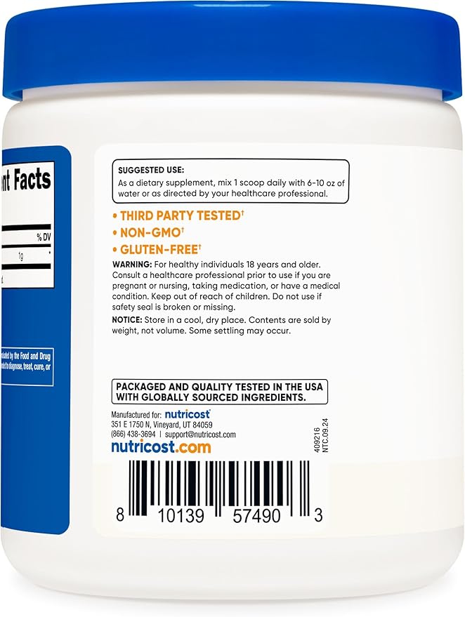 Nutricost Acetyl L-Carnitine (ALCAR) 250 Grams Powder - 1G Per Serving - 250 Servings
