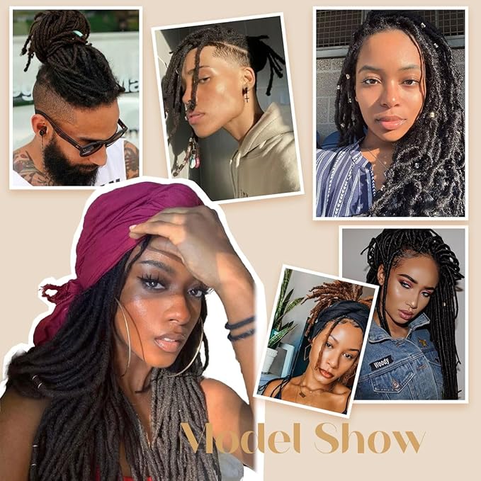 6 inch 40 Strands Loc Extensions Human Hair Real 0.6cm Width Human Hair Dreads Extensions for Man/Women Full Handmade Dreadlocks Can be Dyed(613)
