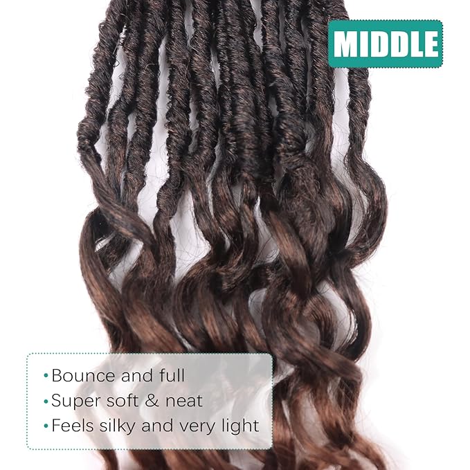 Deep Faux Locs Crochet Hair 10 Inch 8 Packs Goddess Locs Faux Locs Soft Locs Crochet Braids with Curly Ends Pre Looped Deep Wavy Crochet Hair for Black Women (T30)
