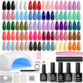 Beetles Gel Nail Polish Kit with U V Light -54 Pcs Gel Nail Kit Four Seasons Glow 32 Colors Set with Base Matte &amp Glossy Top Coat Soak Off Home Salon DIY Manicure Christmas Gifts for Women Teen Gi