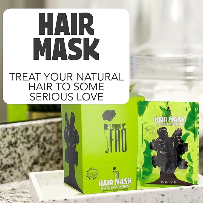 Pardon My Fro Hair Mask - Argan Oil &amp Jojoba Oil for Curly Coily Hair - 12 Pack x 1.75 oz