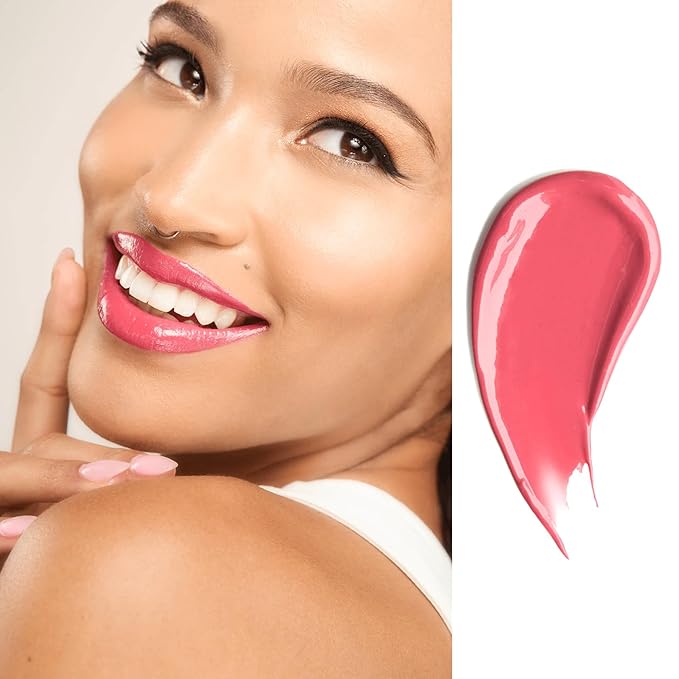 Gerard Cosmetics Color Your Smile Lip Gloss Rose Hill Super Pigmented Red Lip Gloss with LED Light and Mirror Shiny Finish Hydrating Liquid Lip Color Cruelty Free and Made in USA