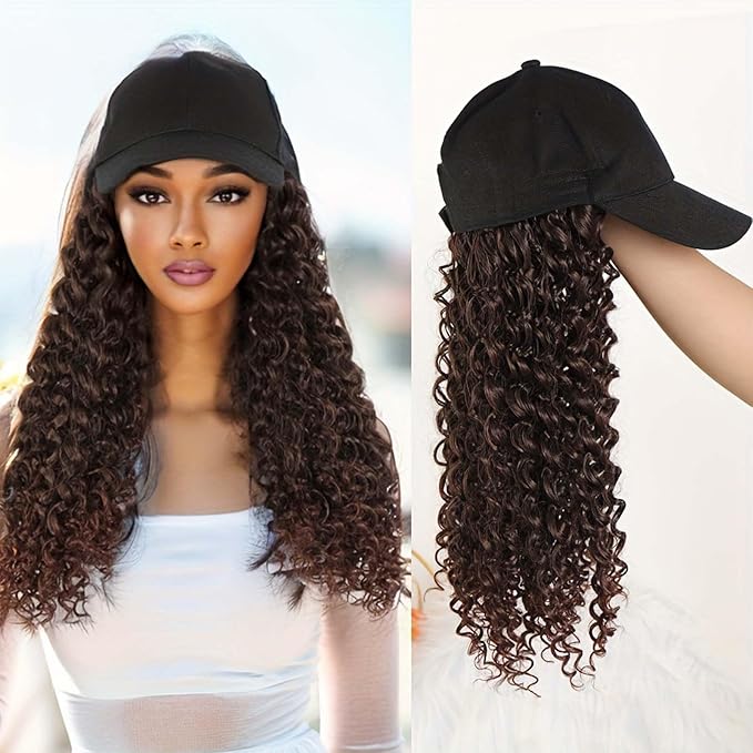 Hat Wig Baseball Cap Wig Extensions Adjustable Wig Hat Attached African Kinky Curly Hairpiece Braiding wig
