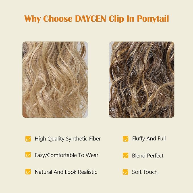 Claw Clip Ponytail Hair Extension / 10 Inch Synthetic Short Wavy Curly Fake Ponytails/Clip In On Pony Tail Hairpieces For Women (Brownish Blonde)