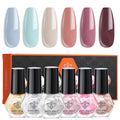 modelones Nail Polish 6 Colors Blue Quick Dry Mini Starter Kit Long Lasting Art DIY Manicure Set at Home for Women Girls