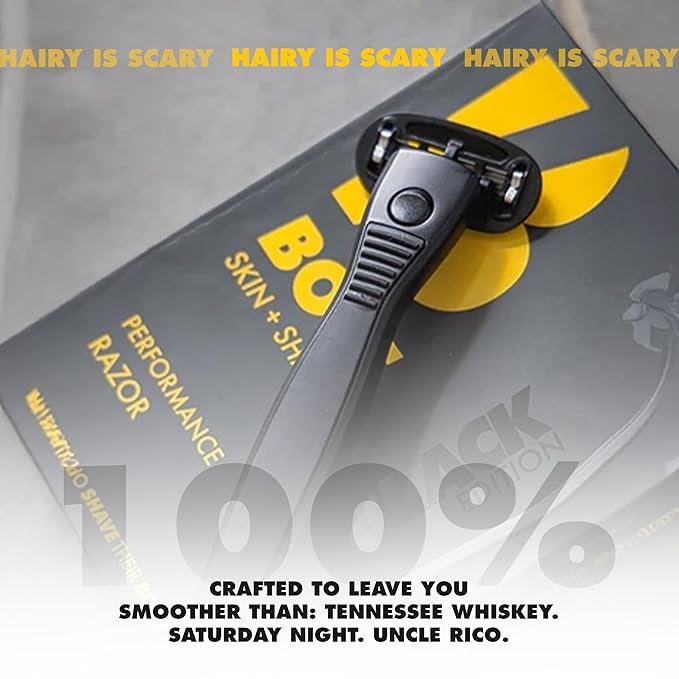 Performance Razor - Black Edition - 5-Blade Swedish Steel - Aloe &amp VIT E - Zinc Handle - Smooth Shave Kit - 2 Cartridges