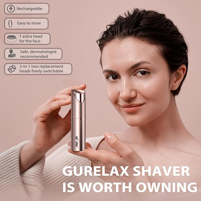Facial Hair Remover for Women(Gen 3 Pro) Eyebrow Facial Trimmer Luxury 2 in1 Hair Removal Device for Face Lip Nose with Replacement Heads