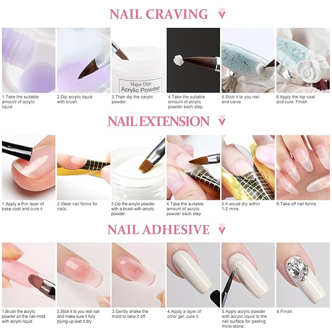Acrylic Nail Kit Starter Set White Pink Clear Acrylic Powder 6 Colors Gel Polish Nail Drill U V Light with Everything for Beginners Full Supplies Decorations Salon Tools Gift Set (Seasons Color-B1)