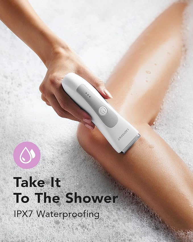 MANSPOT LADYSPOT??Hair Finishing Trimmer Electric Shaver for Women Women Shaving Sets with 3 Guard and Replaceable Ceramic Blade Heads LADYSPOT??Pubic Hair Trimmer Kit Sets-(White)