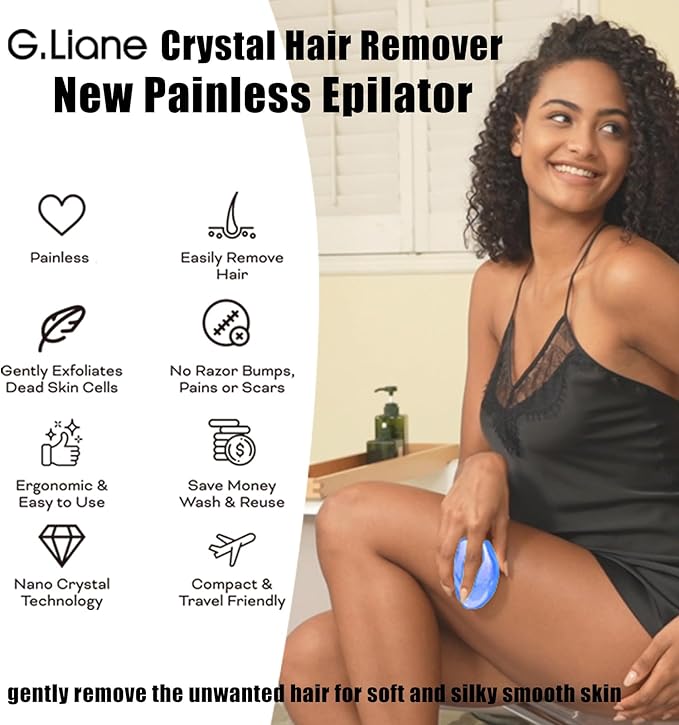 Crystal Hair EraserUpgraded Painless Crystal Hair RemoverEffective Nano Glass Hair Removal Device and Skin ExfoliationBody Epilator for Women and Men(Royal Blue)