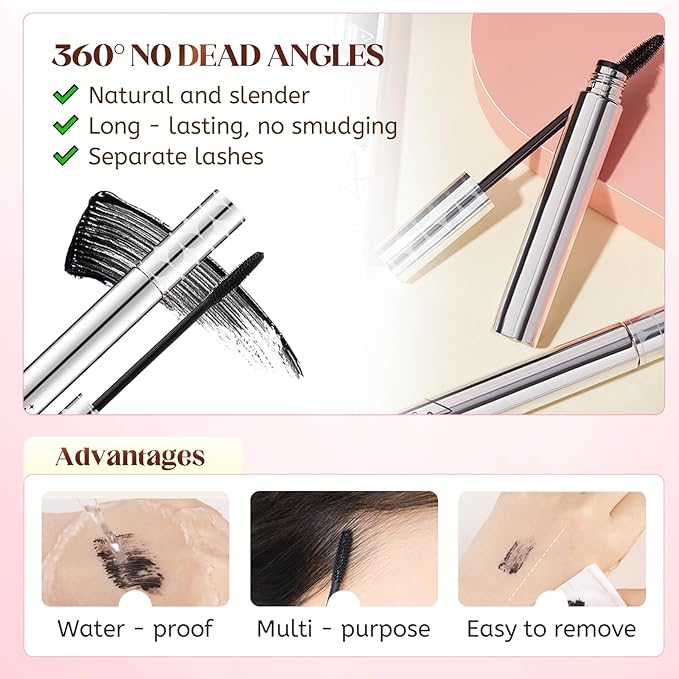 Mascara for Older Women 60 Plus 2026 New Mascara Volume and Length for Mature Women with Thinning Lashes Waterproof Non Clumping Long Wear for Eyelash Makeup (Black+Brown)