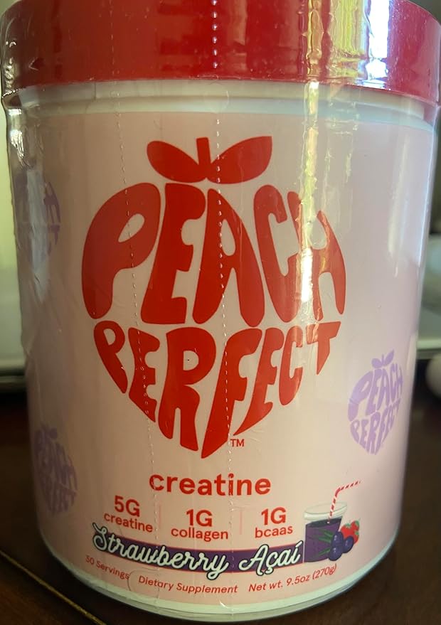 Peach Perfect Creatine Blend for Women ? Micronized Creatine Monohydrate with BCAA &amp Collagen for Glute Strength Support ? Strawberry Acai ? 30 Servings