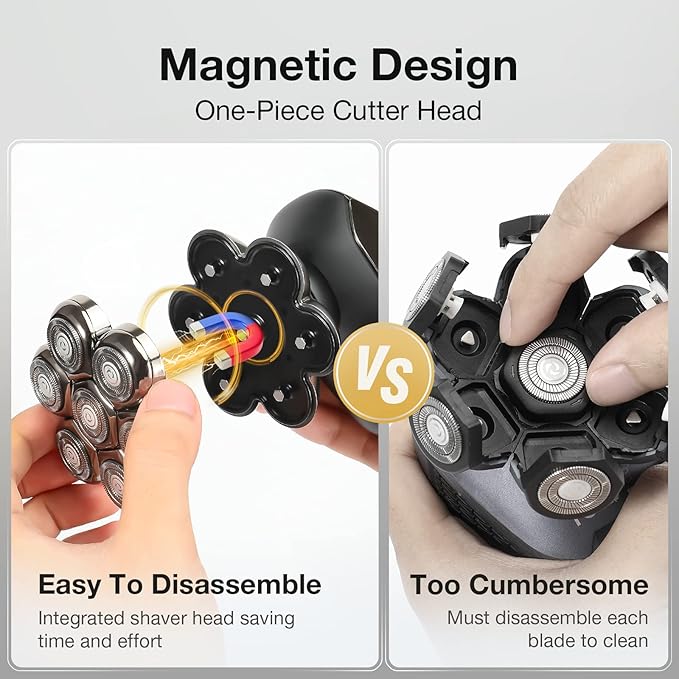 7 Blade Floating Replacement Shaving Head Washable Shaver Blade Heads Replacement for Head Shaver Wet &amp Dry Compatible for Rotary Shavers