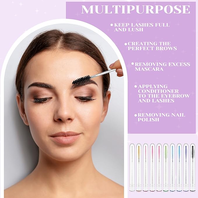 200 Pieces Mascara Wand Tube Set 100 Pcs Lash Spoolies for Eyelash Extensions 100 Pcs Diamond Empty Mascara Brush Disposable Colorful Eyebrow Applicator Makeup Tool (Bright)
