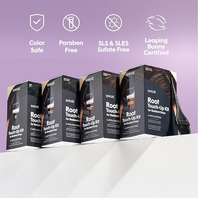 dpHUE Root Touch-Up Kit for Resistant Grays Light Brown - Permanently Cover Difficult Stubborn Gray Hair - 2 Applications Included - Vegan &amp Leaping Bunny Certified