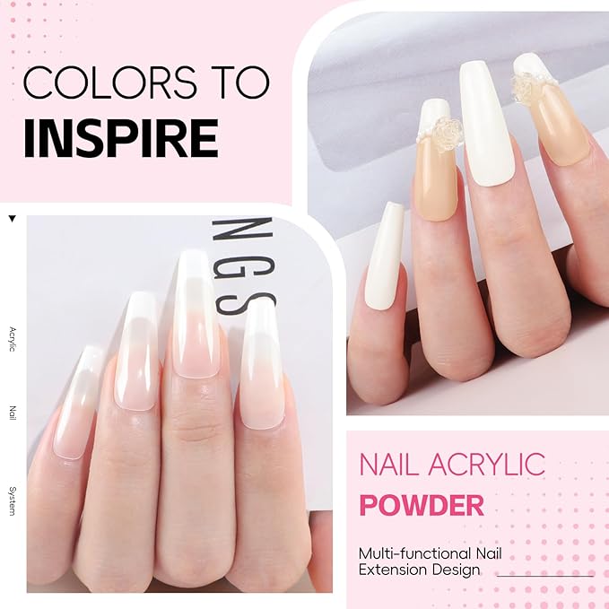 COSCELIA Acrylic Nail Kit for Beginners with Everything 4PC Acrylic Powder 24 PCS Glitter Powder Professional Nail Drill Light Rhinestones Tips Set Christmas Gifts for Women