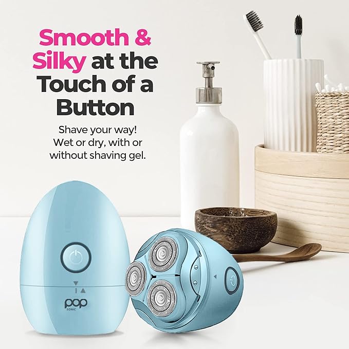 Pop Sonic Moon Shaver (Slate) - Face &amp Body Shavers for Men &amp Women - 3 Floating Rotary Heads Face Shaver w/Removable Cap - Long Lasting Lithium-ion Battery Portable Electric Shaver &amp Leg