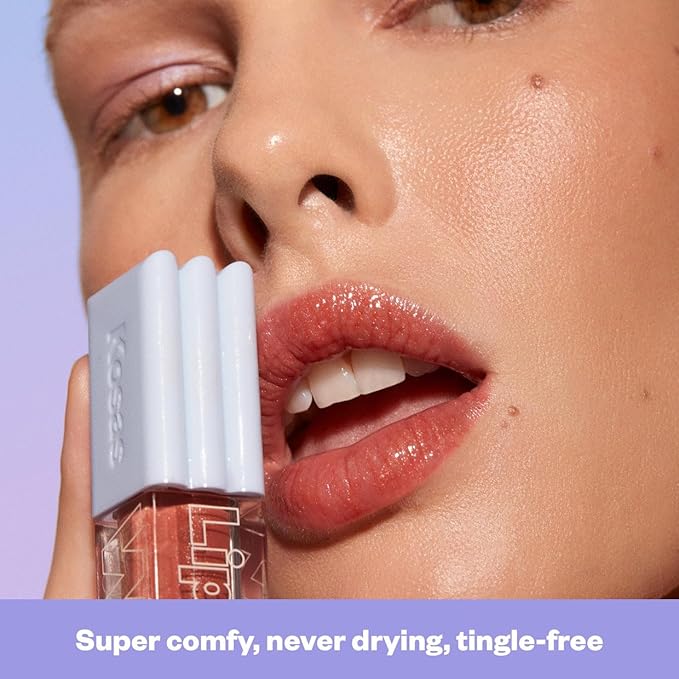 Kosas Wet Lip Oil Gloss - Hydrating Lip Plumping Treatment with Hyaluronic Acid &amp Peptides Non-Sticky Finish (Dip)