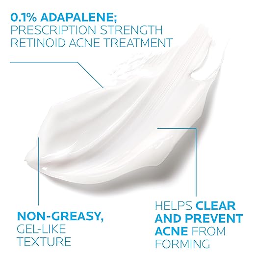 La Roche-Posay Effaclar Adapalene Gel 0.1% Acne Treatment Retinoid Cream Acne Medication Gel For Blackheads &amp Whiteheads Oil Free Helps Clear And Prevent Blemishes &amp Clogged Pores