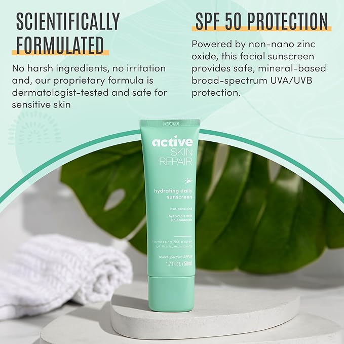 draft Skin Repair SPF 50 Hydrating Daily Sunscreen and Face Moisturizer Non-Nano Zinc Non-Toxic Broad Spectrum Protection Hydrating Mineral Facial Sunscreen 1.7 fl. oz.
