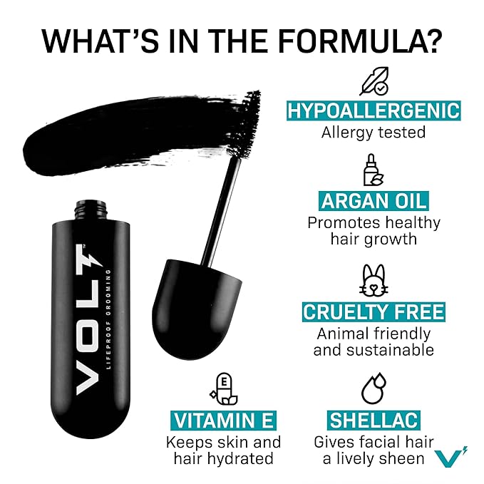 VOLT Grooming Temporary Instant Beard Color Single Pack - Quick Drying Plant Based Hypoallergenic Brush on Color for Beards Mustaches and Eyebrows - 0.35 Fl Oz (10 ml) Auburn (Red)