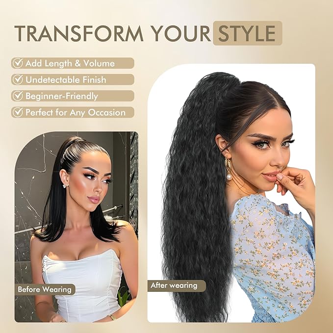 Claw Clip in Ponytail Extension 30 Inch Long Wave Curly Pony Tail Hair Extensions for Women fluffy Natural Looking Synthetic Hairpiece for Daily Use(Omber Purple 30Inch)