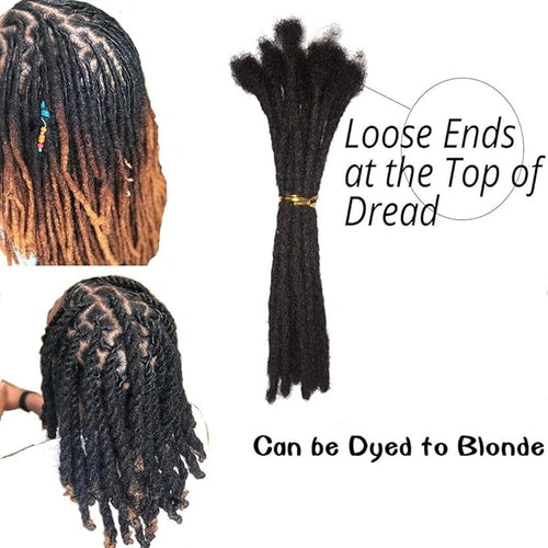 100% Human Hair Dreadlocks Extension Handmade Locs Small Size(diameter 0.4cm) 8inch 30 Strands/pack Natural Black #1B