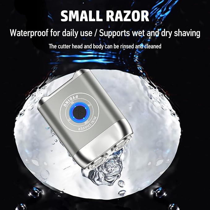 Mini Electric Shaver 2025 New Upgrade Pocket Dual-Head Electric Shaver Travel Portable Beard Trimmer for Men Waterproof Mini Razor USB C Rechargeable (Silver)