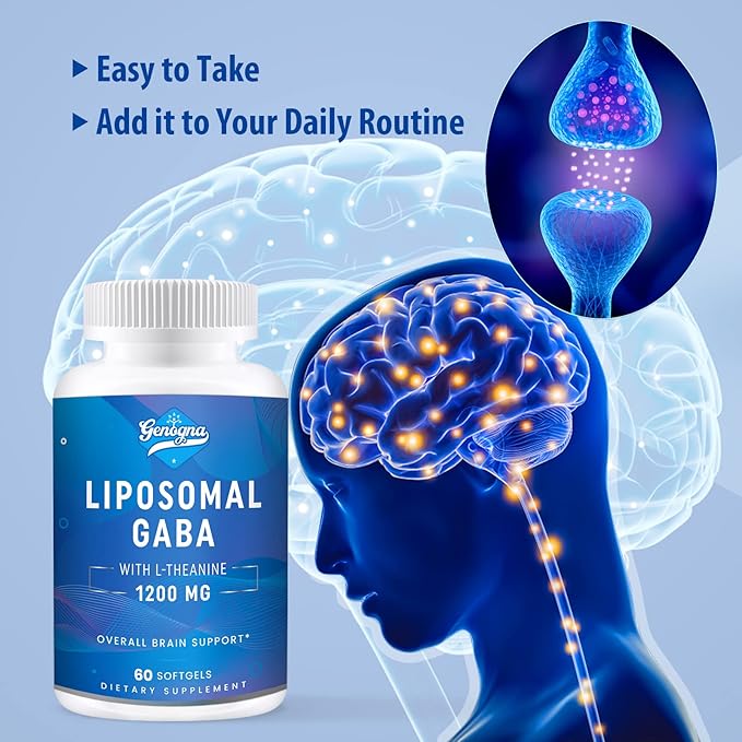 Liposomal GABA with L-Theanine 1200mg - 2 Pack High Bioavailable GABA Supplements120 Capsules for Adults