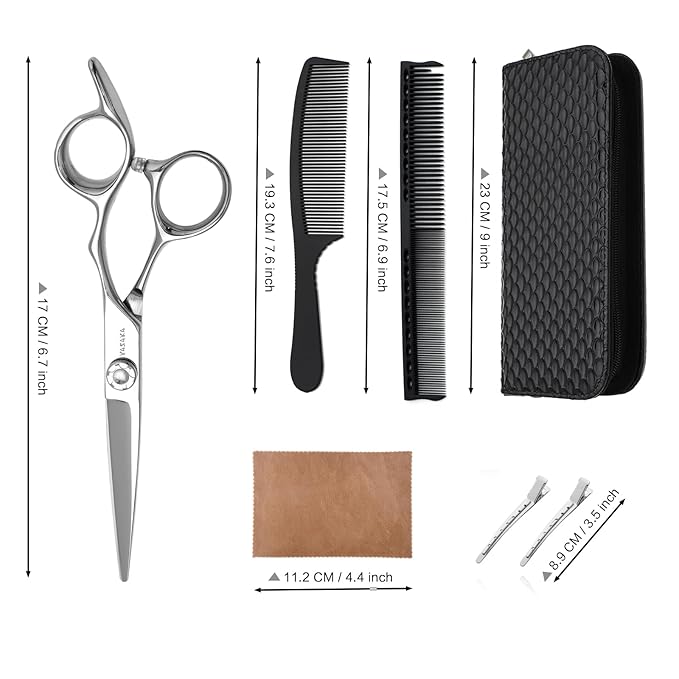 YASAKA 6 Inch Professional Hair Cutting Shears Set Professional Barber Scissors Kit for Hairdresser Hairstylist Extremely Sharp Haircutting Hairdressing Trimming Scissor Sets for Women