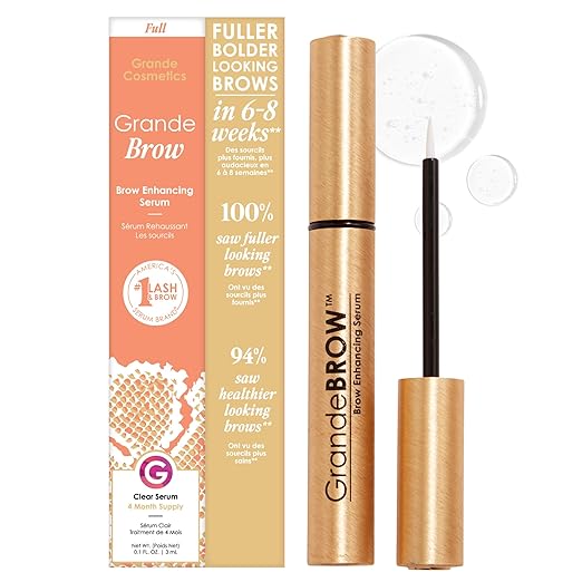 Grande Cosmetics GrandeBROW Brow Enhancing Serum For Fuller Bolder Looking Eyebrows - Brow Serum With Vitamins Peptides Antioxidants Amino Acids Cruelty-Free