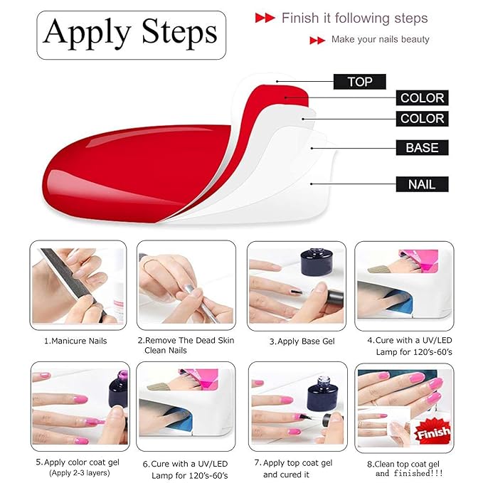 Vishine 48 Colors Gel Nail Polish Set Autumn Winter Popular Nail Polish with Base Top Coat Lasting UV LED Gel Polish Manicure Kit 8ml