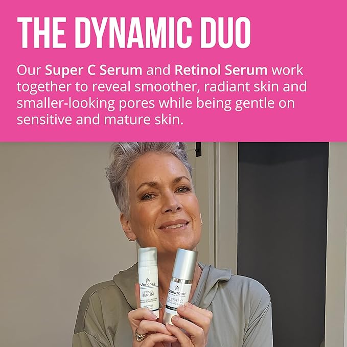 Vibriance Dynamic Duo Skincare Bundle | Super C Vitamin Serum Retinol Skin Care Set - Age-Defying Night and Day Retinol and Vitamin C Serum for Face Routine Skincare Kit