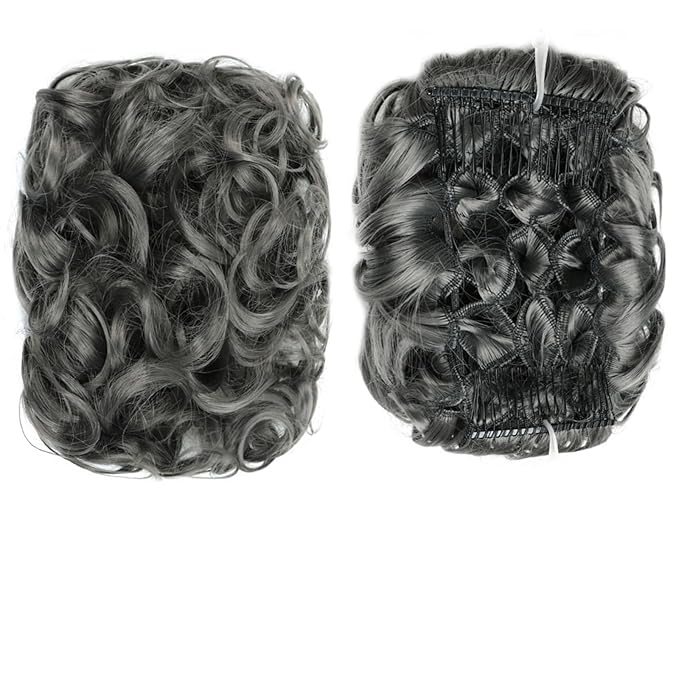 FRANCES Fake Hair Bun Synthetic Messy Bun Wig Hair Pieces Wavy Curly Bun Ponytail Hair Extensions Bun Hair Comb Women Bun Wig Hair Accessories (Color : 0403)